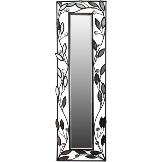 Decorative Leaf Mirror, Black/Silver