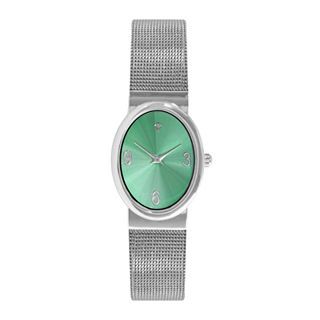 Womens Diamond Accent Mesh Bracelet Watch, Green/Silver
