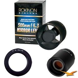 Rokinon 500mm F6.3 Mirror Lens for Sony E Mount (NEX) and 2x Multiplier (Black)
