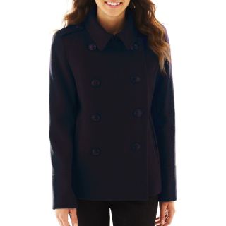 Wool Blend Pea Coat   Talls, Navy, Womens
