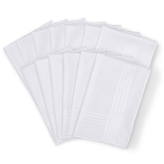 Stafford 13 Piece White Permanent Press Hankie Set, Mens