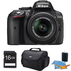 Nikon D5300 DX Format Digital SLR Kit (Black) w/ 18 55mm DX VR II Lens 16GB Bund