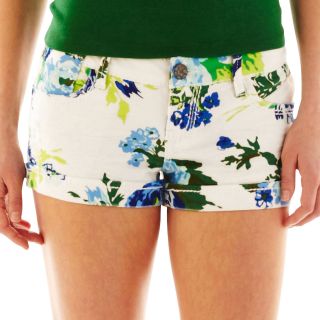 Vanilla Star Floral Print Roll Cuff Shorts, Clutch, Womens