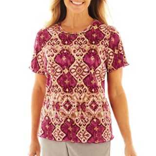 Alfred Dunner Circle Oaks Medallion Accordion Knit Top, Womens