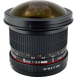 Samyang 8mm F3.5 HD Fisheye Lens w/Removable Hood for Nikon AE