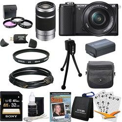 Sony a5000 Compact Interchangeable Lens Camera Black w 16 50mm & 55 210mm Lens B