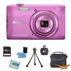 Nikon COOLPIX S3600 20.1MP 2.7 LCD Digital Camera with 720p HD Video Pink Kit