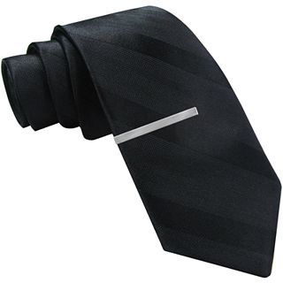 JF J.Ferrar JF J. Ferrar Tonal Wide Striped Tie, Black, Mens
