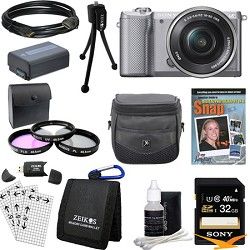 Sony a5000 Compact Interchangeable Lens Camera Silver w/ 16 50mm Lens Ultimate B