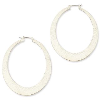 LIZ CLAIBORNE Large Textured Silver Tone Hoop Earrings
