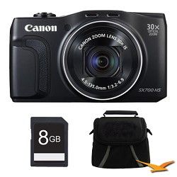 Canon PowerShot SX700 HS 16.1MP HD 1080p Digital Camera Black 8 GB Kit