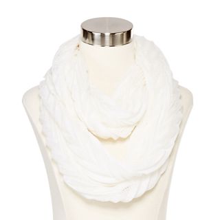 MIXIT Open Weave Pleated Infinity Scarf, White, Womens