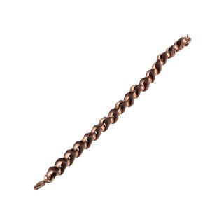Mens Rose Tone Stainless Steel & Brown Leather Braided Bracelet