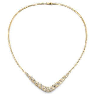 14K/Silver 1/4 CT. T.W. Diamond Necklace, Yellow, Womens
