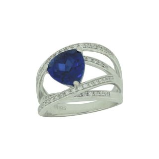 Lab Created Blue & White Sapphire Crisscross Ring, Womens