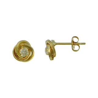 Cubic Zirconia Love Knot Earrings 14K Gold, Womens