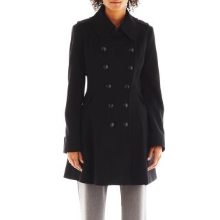 COLLEZIONE Wool Blend Fit and Flare Coat   Talls, Black, Womens