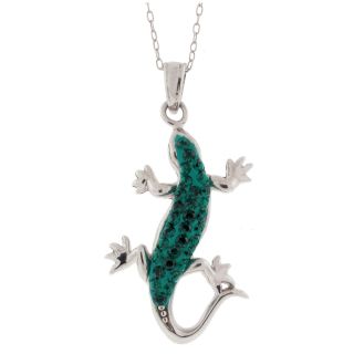 Green Gecko Crystal Pendant, Womens