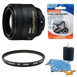 Nikon 85mm f/1.8G AF S Nikkor Lens w/ UV Filter, Lens Cap Keeper & Cleaning Kit