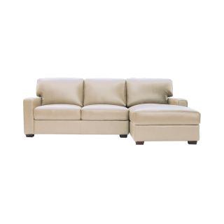 Leather Possibilities Track Arm Sofa/Chaise Sectional, Bone