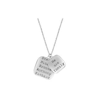 Personalized We Are Family Pendant Sterling Silver, White, Womens