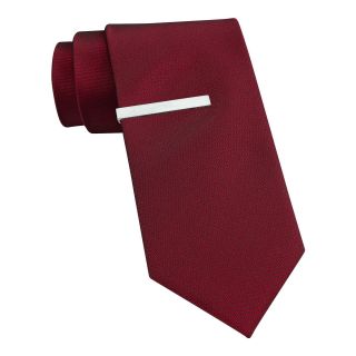Van Heusen Solid Tie w/ Tie Bar, Red, Mens