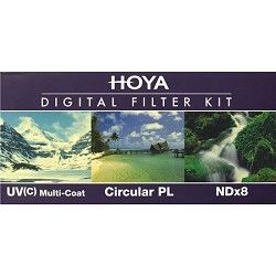 Hoya HK DG77   77mm (HMC UV / Circular Polarizer / ND8) 3 Digital Filter Set w/