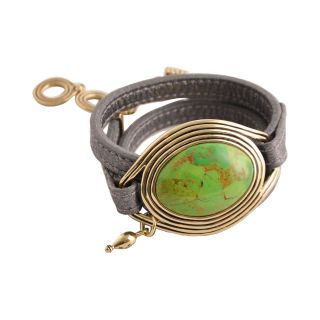 Art Smith by BARSE Green Turquoise Leather Wrap Bracelet, Womens