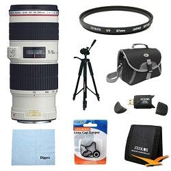 Canon EF 70 200mm f/4L IS USM with Case and Hood Exclusive Pro Kit