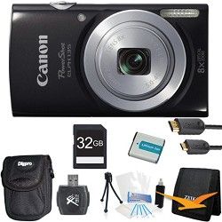 Canon PowerShot ELPH 135 16MP 8x Optical Zoom Digital Camera Black Kit