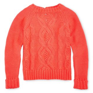 ARIZONA Cable Knit Sweater   Girls 6 16 and Plus, Hot Coral, Girls