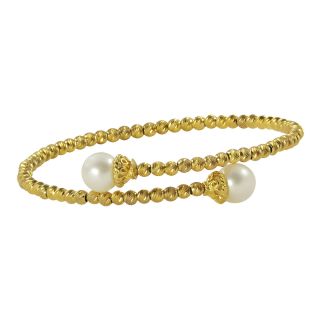 Cultured Freshwater Pearl & Sparkle Bead Coil Bracelet, Womens