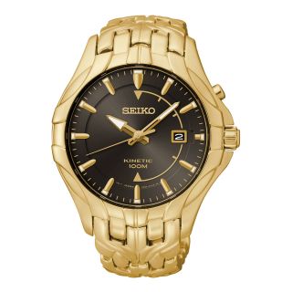 Seiko Mens Gold Tone Stainless Steel Kinetic Watch