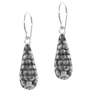 Bridge Jewelry Sterling Silver Grey Crystal Drop Earrings
