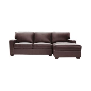 Leather Possibilities Track Arm Sofa/Chaise Sectional, Chocolate (Brown)