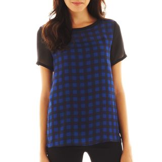 Mng By Mango Plaid Blouse, Blue/Black