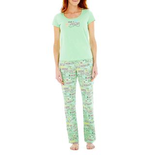 MIXIT Mixit Short Sleeve Pajama Set, Green, Womens