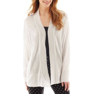 LIZ CLAIBORNE Shawl Collar Cardigan Sweater, White, Womens