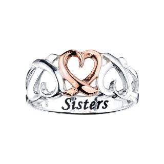 Bridge Jewelry Heart Ring Two Tone Sterling Silver
