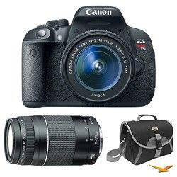 Canon EOS Rebel T5i SLR Digital Camera EF S 18 55mm and 75 300mm Bundle
