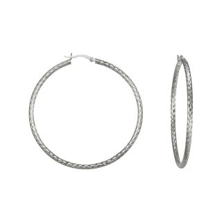Diamond Cut Hoop Earrings Sterling Silver, Womens