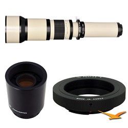 Rokinon 650 1300mm F8.0 F16.0 Zoom Lens for Pentax with 2x Multiplier (White Bod