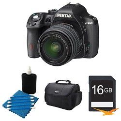 Pentax K 500 Black w/ 18 55mm Lens 16MP Digital SLR Camera Kit 16GB Bundle