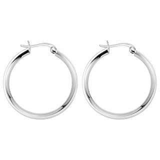 Polished Hoop Earrings Sterling Silver, Womens