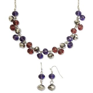Purple Glass Shaky Necklace & Drop Earrings Set