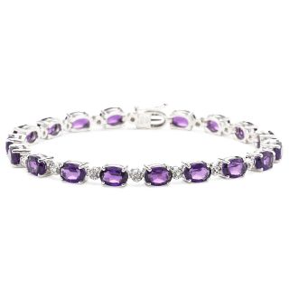 Sterling Silver Amethyst & Diamond Accent Tennis Bracelet, Womens