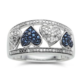 1/10 CT. T. W. White & Color Enhanced Blue Diamond Heart Ring, Womens