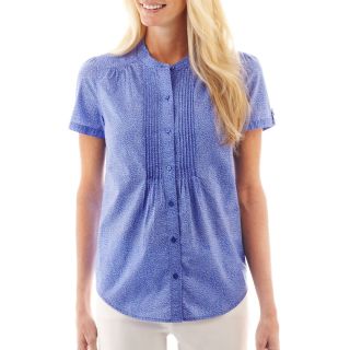 St. Johns Bay St. John s Bay Pintuck Woven Shirt, Blue