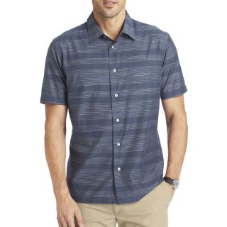 Van Heusen Short Sleeve Faux Linen Shirt, Blue, Mens