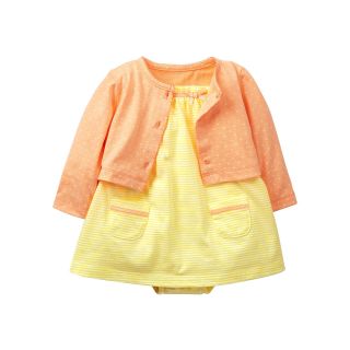 Carters Striped 2 pc. Bodysuit Dress and Cardigan   Girls newborn 24m, Yellow,